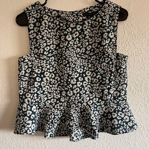 Zara basic blue leopard top xs